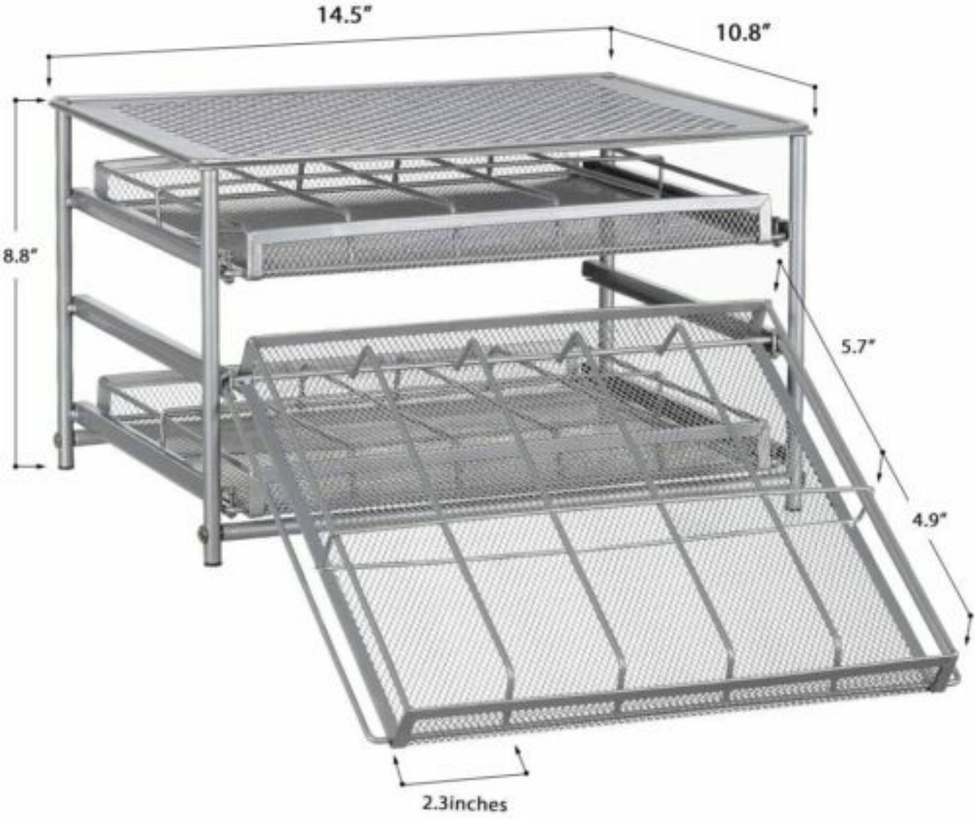 NEX™ 3-Tier 30-Bottle Metal Spice Rack with Drawer Organizer